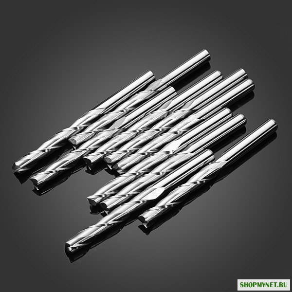 Drillpro 10шт 3.175 * 22мм 2 Фрезы Фрезерные фрезы Резак с ЧПУ Инструмент Запчасти