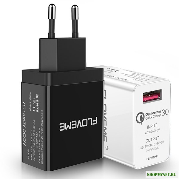 FLOVEME QC3.0 Fast Travel Wall USB адаптер зарядного устройства EU Plug для смартфона планшета камера