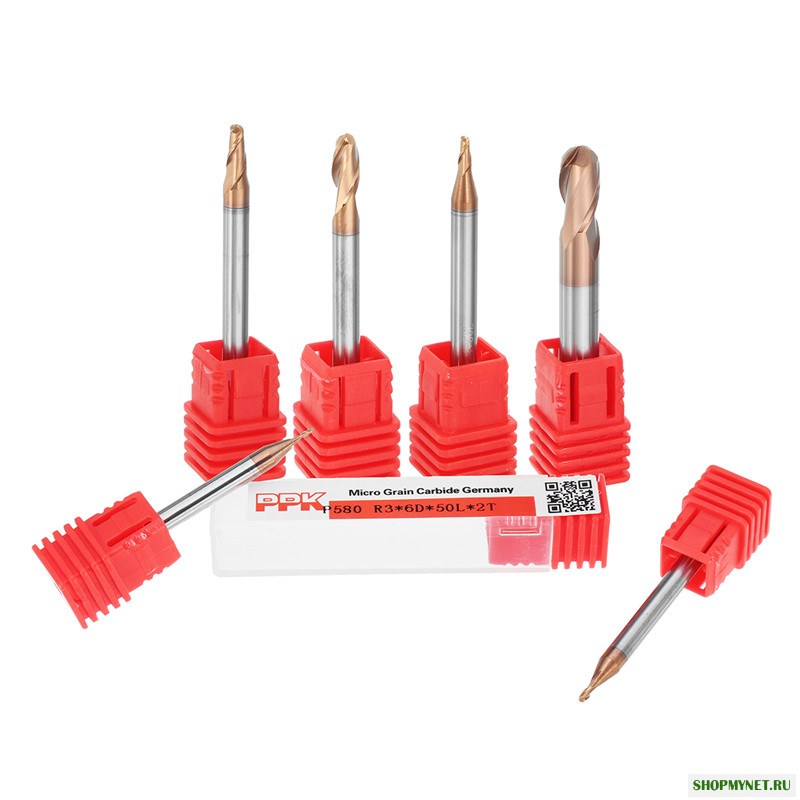 Drillpro R0.5-3mm 2 Флейтовый шариковый нос HRC58 AlTiN Обрезной фрезерный станок для фрезерования карбида вольфрама CNC Инструмент