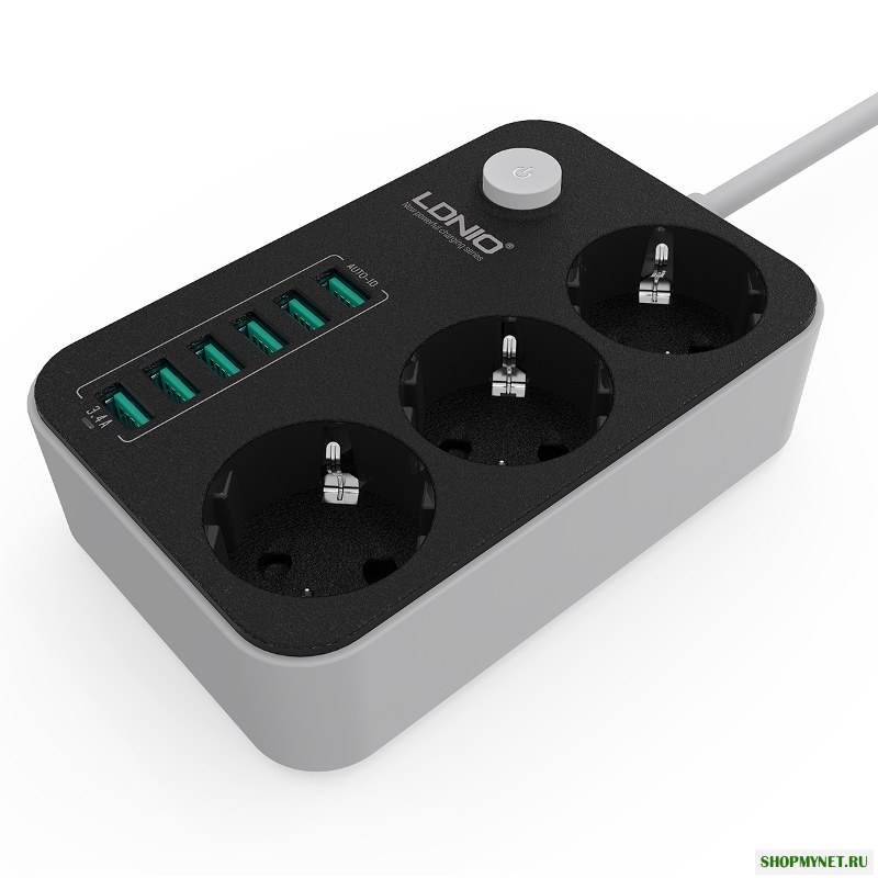 LDNIO 5v 3.4a рабочий стол 3 разъем питания 6 USB порт 5.24ft / 1.6m ес штекер зарядный разъем
