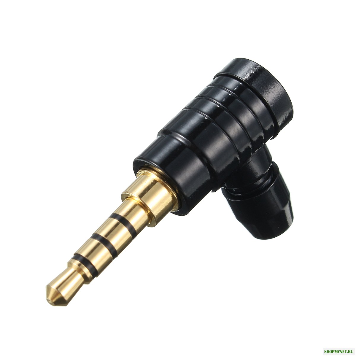 3,5 мм стерео 90 градусов Мужской Jack Audio Plug адаптер для 4 полюса наушников Blk / Sil B1