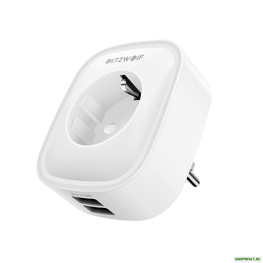 BlitzWolf® BW-SHP5 2.1A, два USB-порта, 16А, Smart WIFI Разъем EU Plug Работа с Alexa Assistant Google BlitzWolf Tuya APP