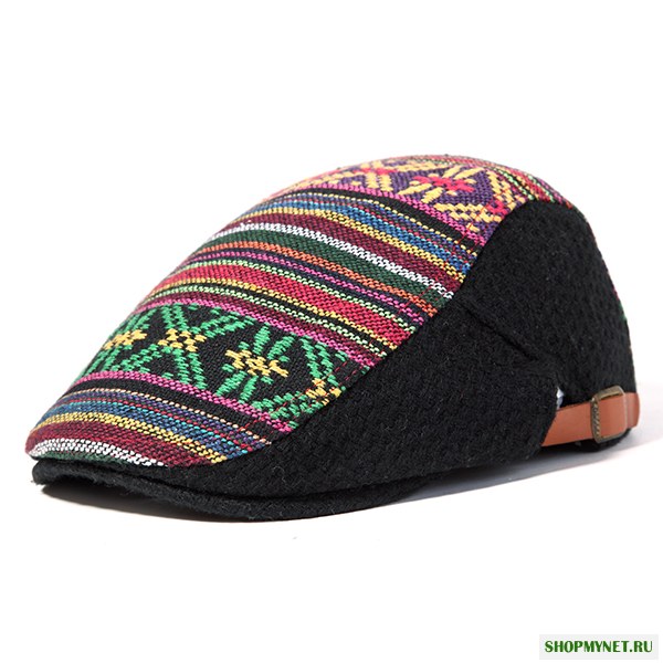 Мужчины Вперед Beret Cabbie Cap Boina Регулируемая ретро Шапка Повседневный Этнический стиль Duckbill Cap