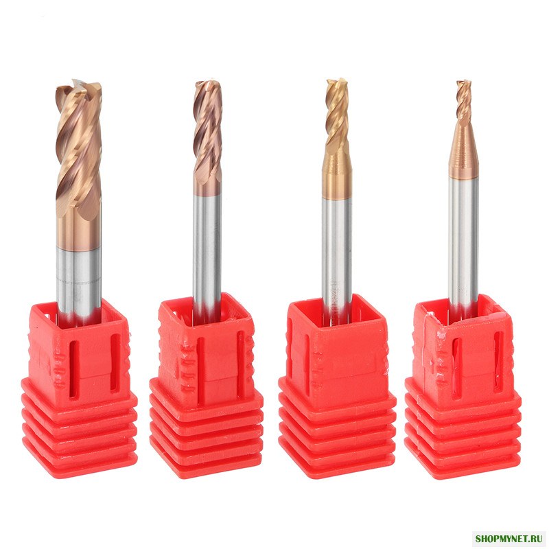 Drillpro Круглый нос HRC58 4-Фрезерная мельница Резец Фрезер 2R0.2-6R0.5 AlTiN покрытие CNC Режущий фрезерный инструмент
