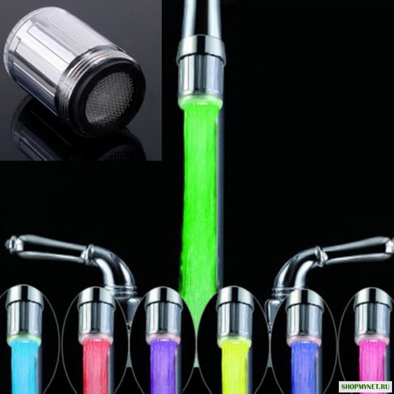 RC-F07 LED Свет для воды Faucet Colorful Смена свечения Ванная комната Душевая насадка для кухни Аэраторы