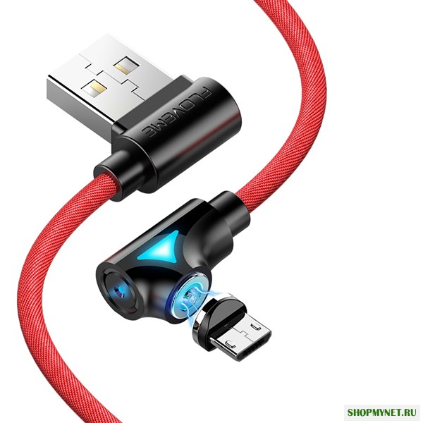 FLOVEME 90 градусов Угол Micro USB LED Магнитный плетеный быстрый зарядный кабель для передачи данных 1M для смартфона
