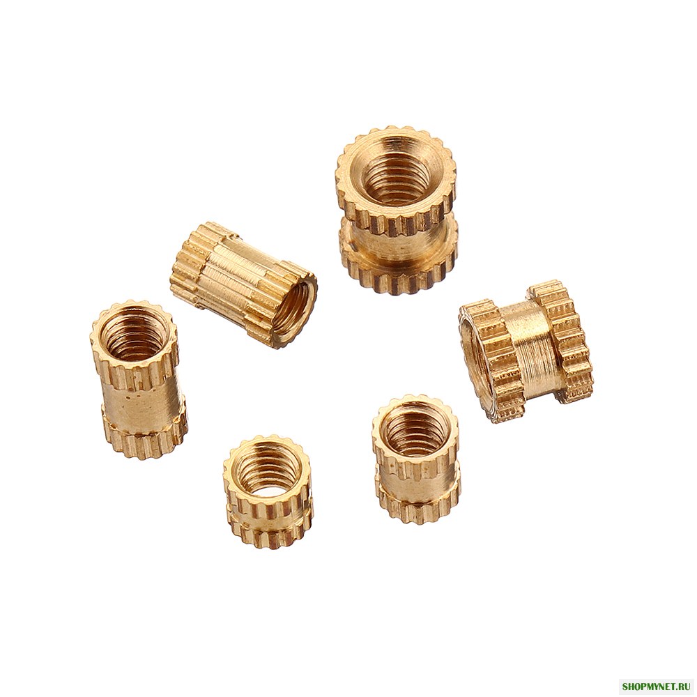 Suleve ™ MXBN1 200Pcs M2 / M2.5 / M3 Гайка с накаткой из латуни с резьбой Вставная гайка с внутренней резьбой Ассортимент