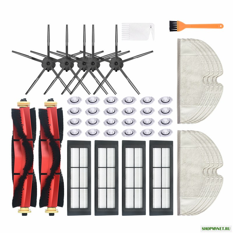 45шт замены для Xiaomi Roborock Xiaowa Пылесос Запчасти Аксессуары 5 * 5-сторонняя сторона Кисти 4 * Фильтры 2 * Основные Кисти 8 * Тряпки 24 * Водяные стержн