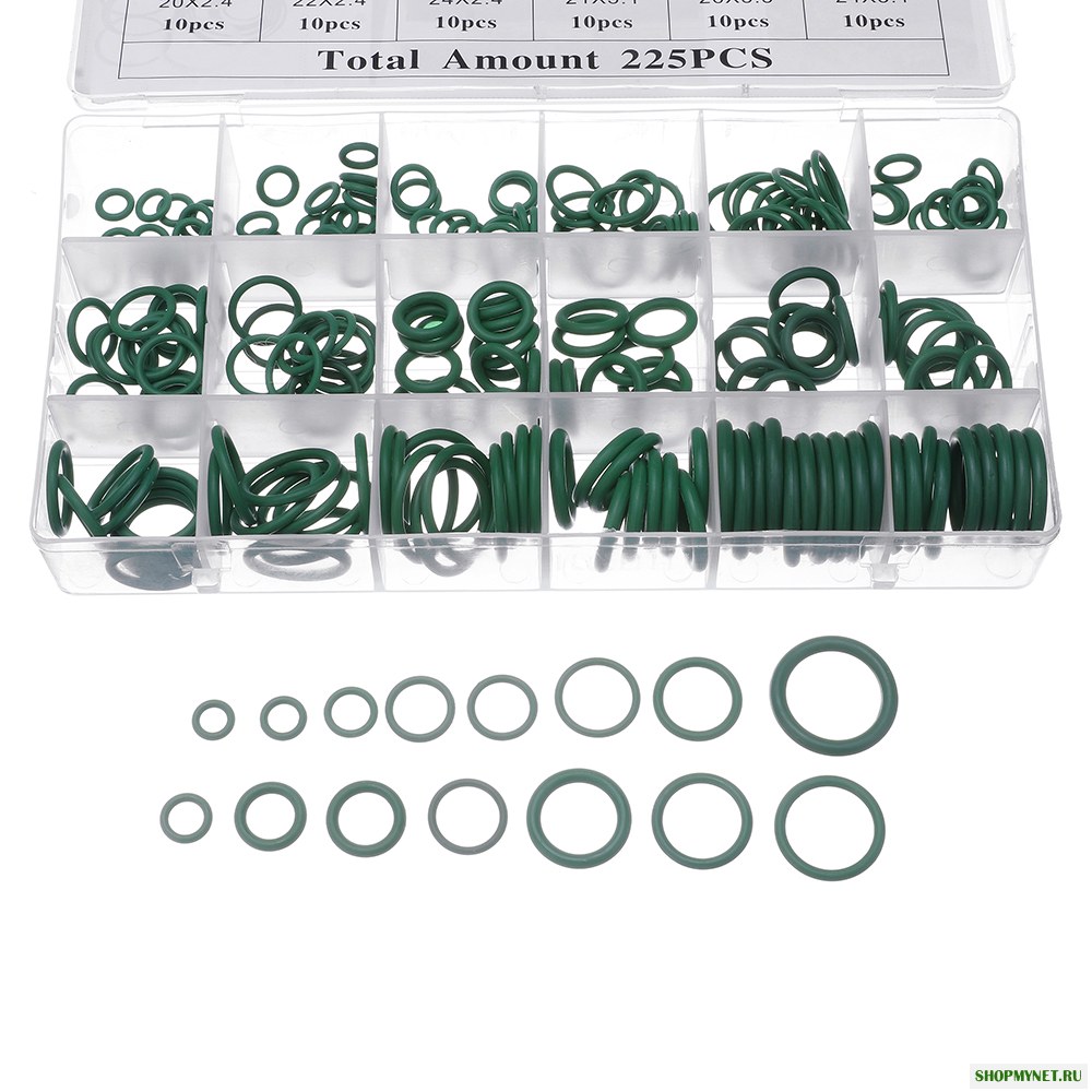 Suleve ™ MXRW5 225шт. R22 / R134a Зеленый Кондиционер Резиновые уплотнительные кольца Комплект прокладок Шайба Уплотнение Метрический ассортимент Са